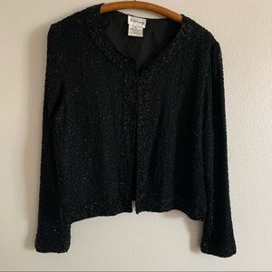 Vintage Stenay Sparkly Beaded Jacket Black sz L